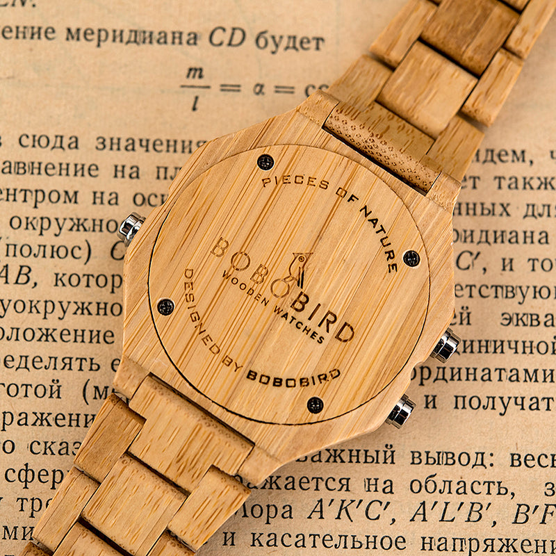 Men's Bamboo Digital Watch